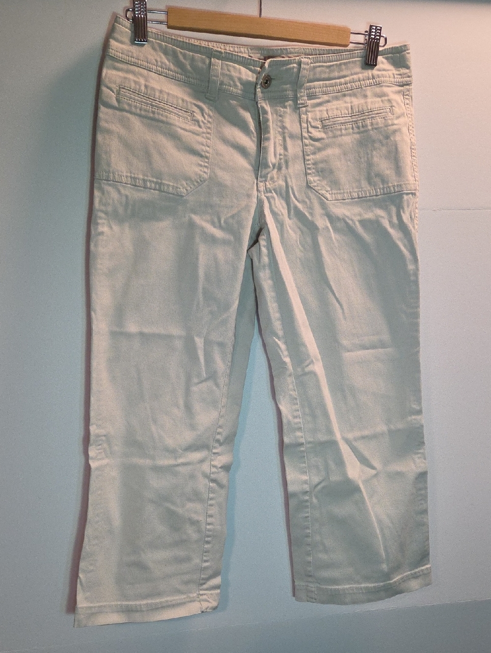⭐ Beige Cropped Capri Pants Size 6 Lightweight Stretch Casual Summer Trousers